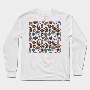 Dice Flower Eye Umbrella Snake Pattern Long Sleeve T-Shirt